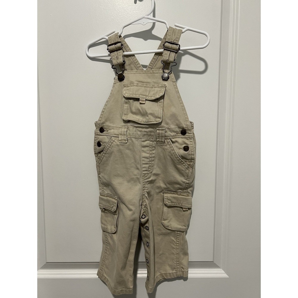 Vintage Old‎ Navy Toddler Boy's Khaki Pull-On Overalls Size 12-18M